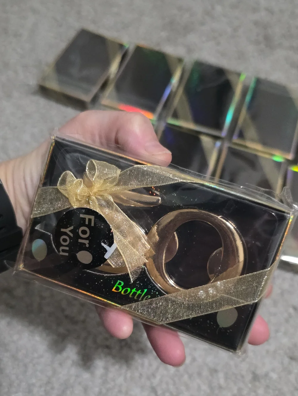 Lot Of 13 50th Birthday Anniversary Bottle Opener Party Favors Gold-Toned Stones